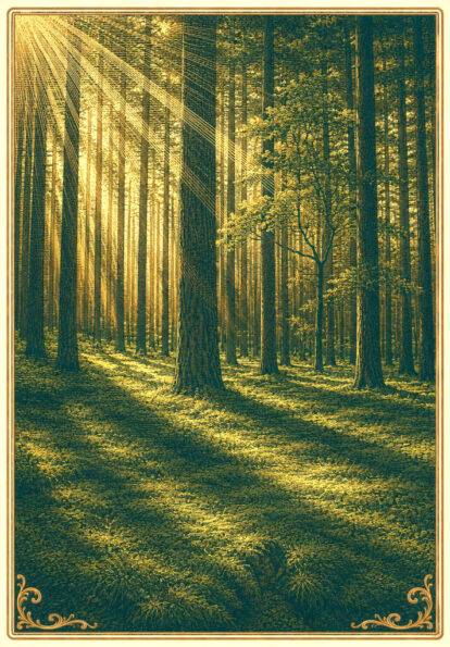 Sunlit-forest-in-vintage-frame-2